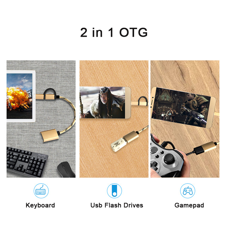 nylon braid micro usb otg adaptador  type c cable usb otg for cellphone to memory and function wxtention work